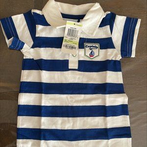 First Impressions Baby Bodysuit 3-6 Months Boy Blue & White NEW With Tags